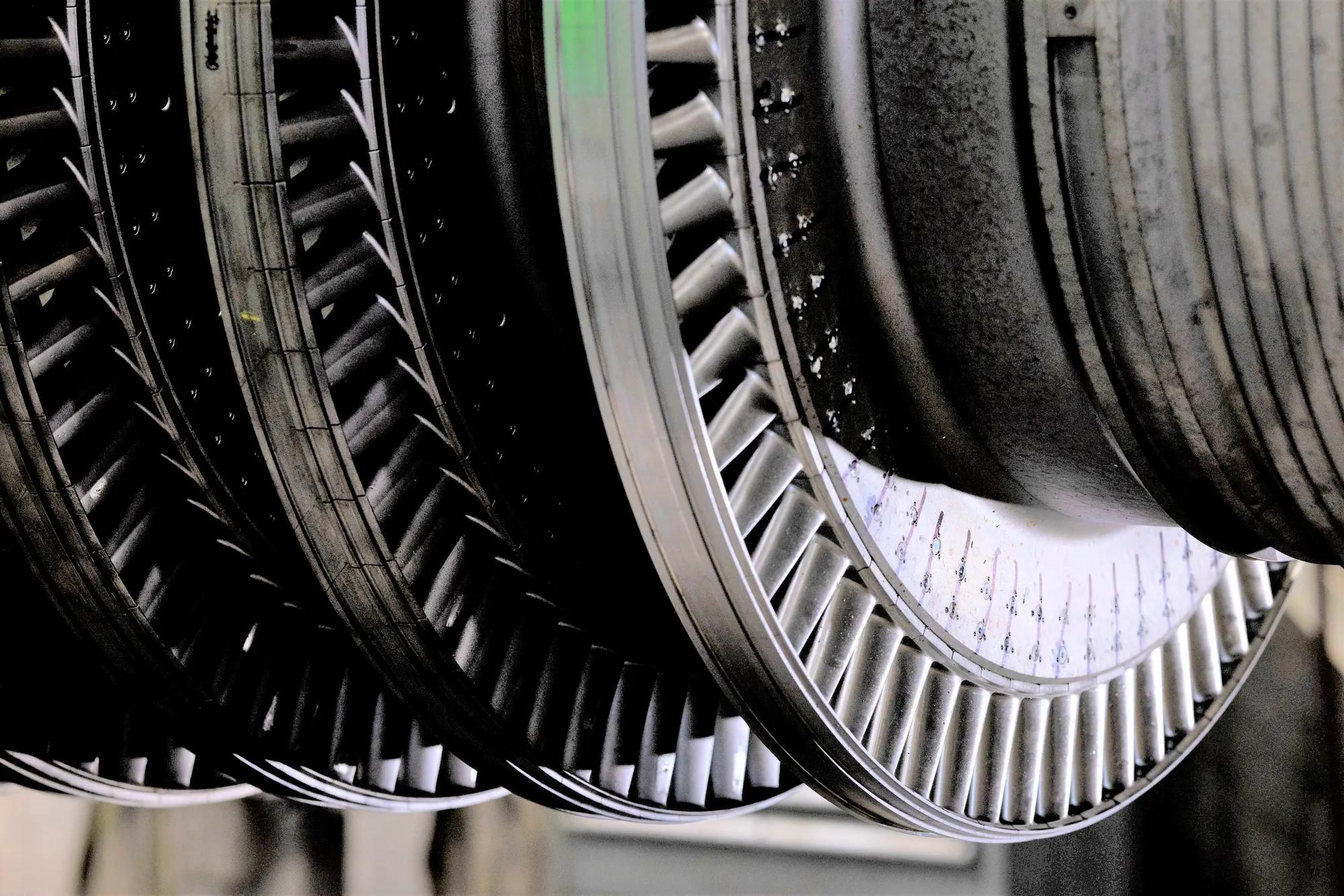 Steam turbine close up of blades